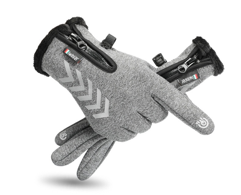 Herren-Handschuhe aus dickem Fleece, warm, winddicht, kalt und wasserdicht, ideal für Fahrer, Lieferfahrer und Radfahrer. Herbst/Winter_voghion.com
