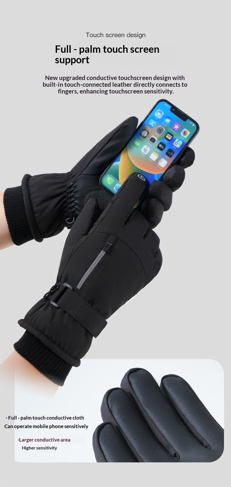 Guanti da sci invernali da uomo Q318 spessi, resistenti al freddo, antiscivolo, idrorepellenti, touchscreen, estesi, caldi_voghion.com