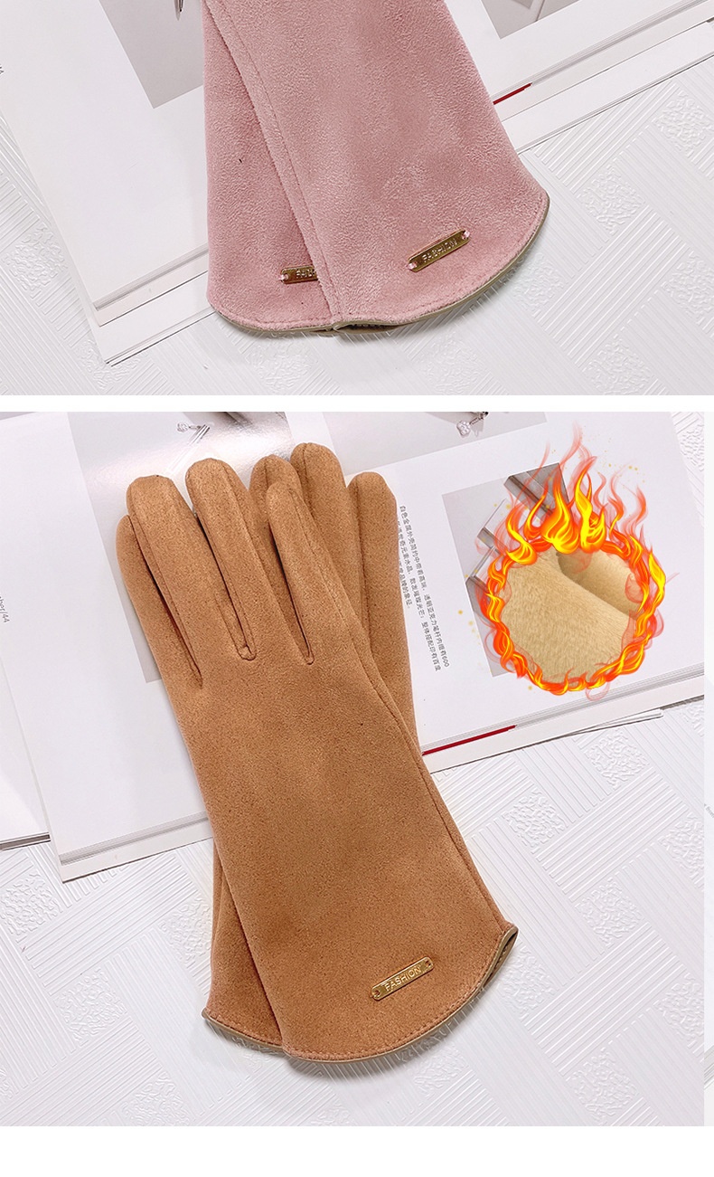 boy Boy Boy Warm For Women Cute Suede Windproof Driving Gloves Autumn Winter Fleece Lined Cycling Fingerless Touchscreen Men_voghion.com