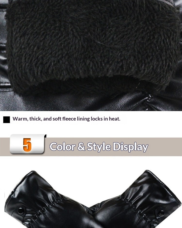 boy Boy Boy Winter Warm Thickened Fleece Touchscreen Windproof PU Leather Electric Bike Riding Couple Gloves For Men And Women_voghion.com