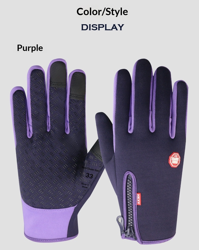 boy Boy Boy With Zipper Design Outdoor Cycling Gloves For Men Winter Women Riding Touchscreen Motorcycle Waterproof Warm_voghion.com