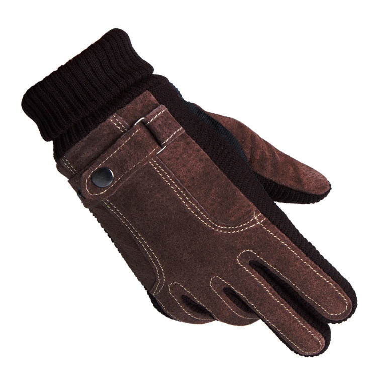 Guanti invernali da sci e equitazione caldi da uomo in vera pelle, foderati in pile, spessi, antifreddo, impermeabili, touchscreen, per esterni_voghion.com