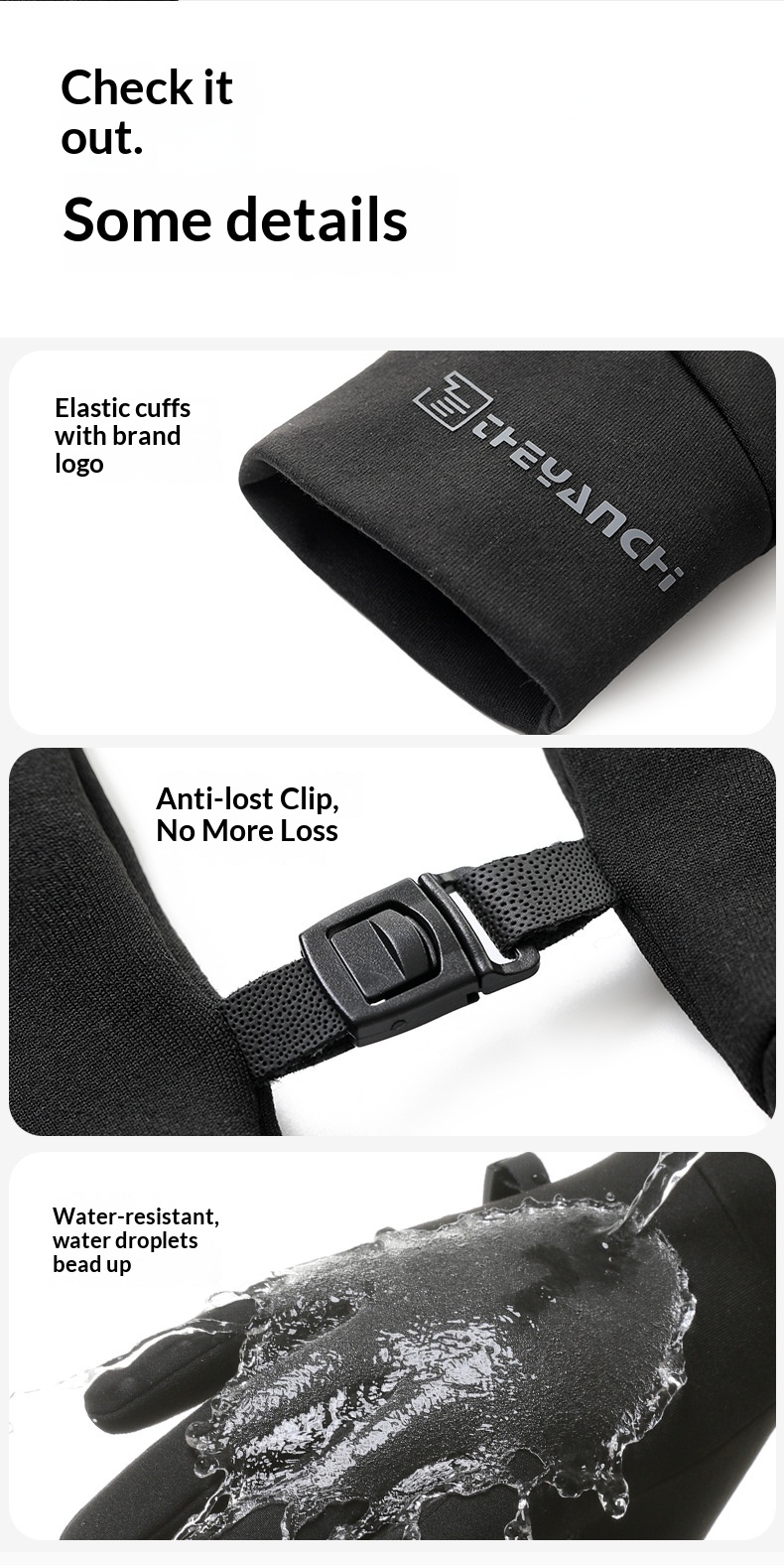 Herren Q363 Winterhandschuhe für Outdoor-Sportarten, dünn mit Fleece gefüttert, für Radfahren, Touchscreen, kältebeständig, wasserabweisend, kältebeständig, wasserabweisend_voghion.com