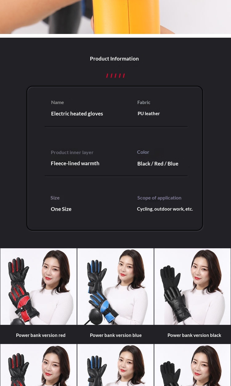 garçon Garçon Garçon Véhicule électrique Moto Recharge Gants chauffants auto-chauffants Chauffe-mains Housses de guidon Conduite Chaud Hiver M_voghion.com