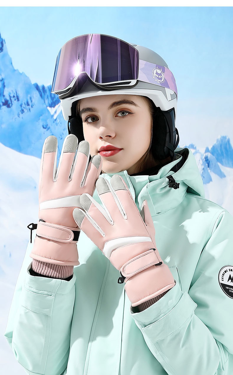 Guanti da sci invernali Boy Boy per donna, caldi, foderati in pile, spessi, impermeabili, touchscreen, antivento, alpinismo,_voghion.com