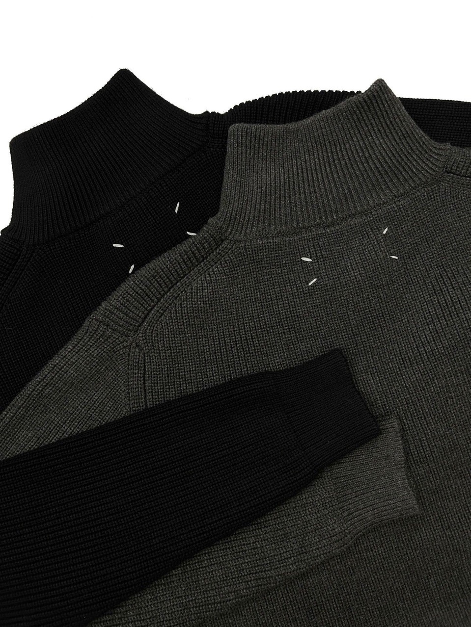 boy Boy Boy Square Neck Half-Zip Turtleneck Sweater Wool Blend Loose Lazy Style Knit Top Unisex_voghion.com