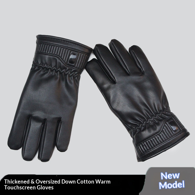 boy Boy Boy Autumn Winter New Down Cotton Leather Men Touch Screen Windproof Fleece Lined Thickened Motorcycle Driving Warm Ski_voghion.com