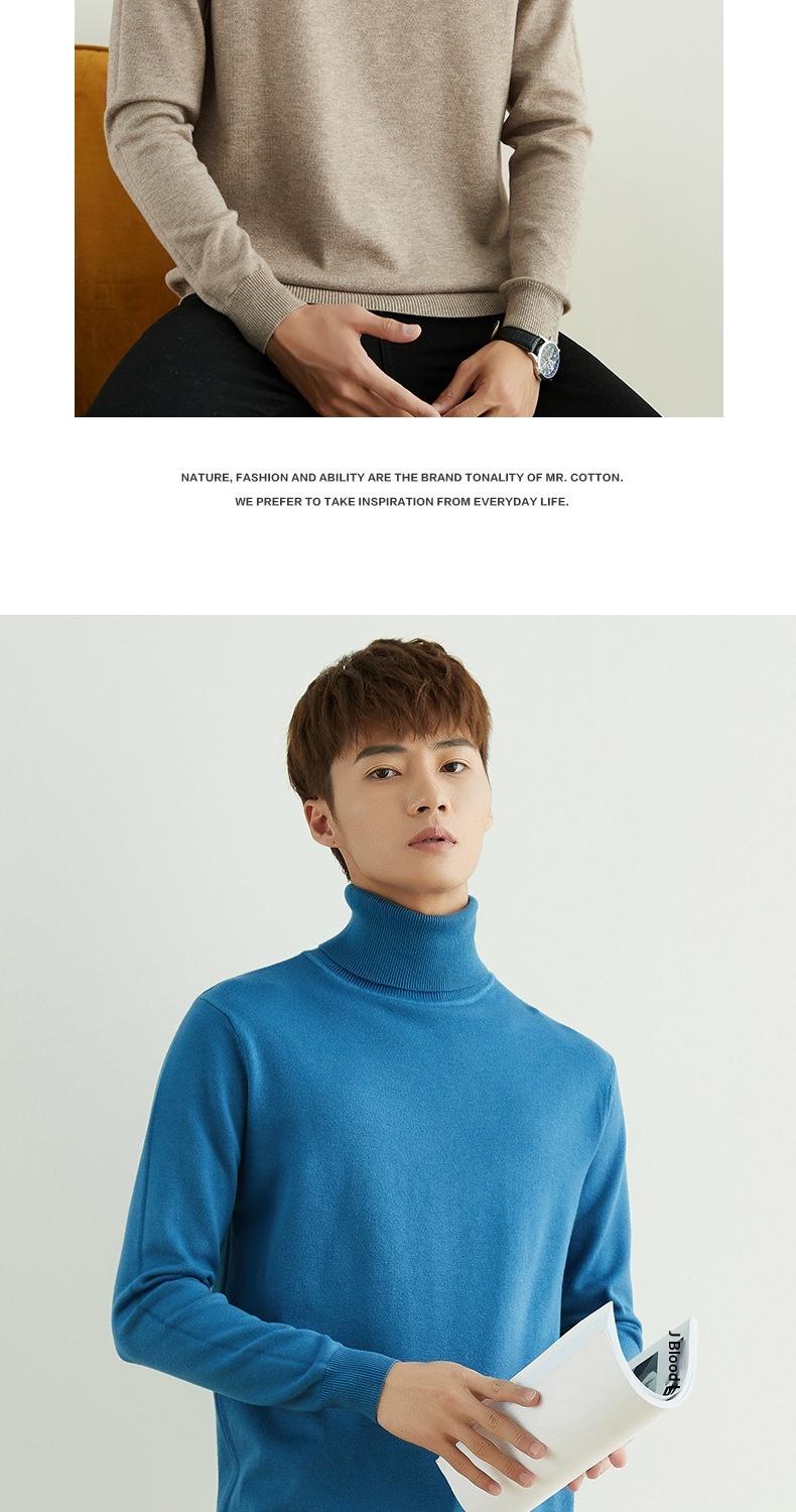 ragazzo Ragazzo Ragazzo Ragazzo 2025 Autunno Inverno Nuovo Uomo Dolcevita Spesso Casual Tinta Unita Maglia Base Maglione Largo Maglione_voghion.com