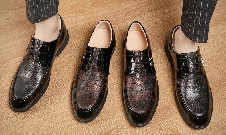 Voyage Printemps Été Nouvelles Affaires Formelles Décontractées Semelle souple Derby britannique à lacets Chaussures de mariage pour hommes en cuir_voghion.com