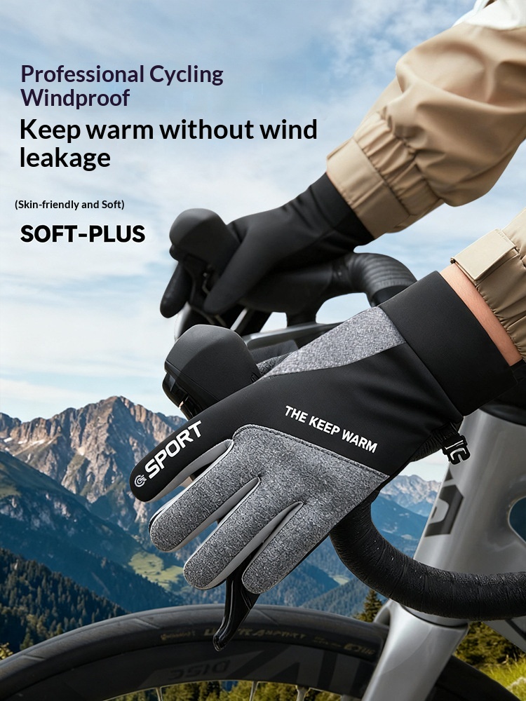 boy Boy Boy Winter For Men And Women 2025 New Fleece-Lined Thickened Cycling Electric Bike Cold-Proof Windproof Cotton Gloves_voghion.com