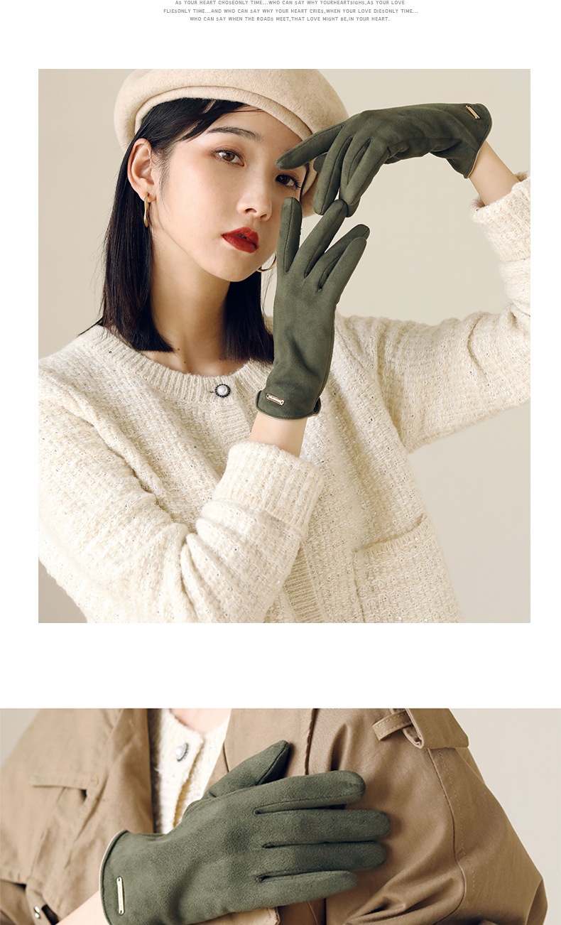 boy Boy Boy Warm For Women Cute Suede Windproof Driving Gloves Autumn Winter Fleece Lined Cycling Fingerless Touchscreen Men_voghion.com