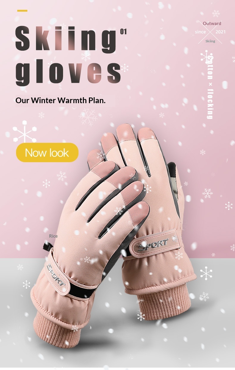 Guanti da sci caldi per coppia, invernali, foderati in pile, per esterni, da moto, antipioggia, antifreddo, antivento, spessi_voghion.com