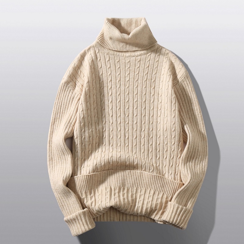 boy Boy Boy Boy Autumn Winter Main Promotion High Volume Men's Turtleneck Pullover Button Flower Casual Knitted Sweater Base Layer In_voghion.com