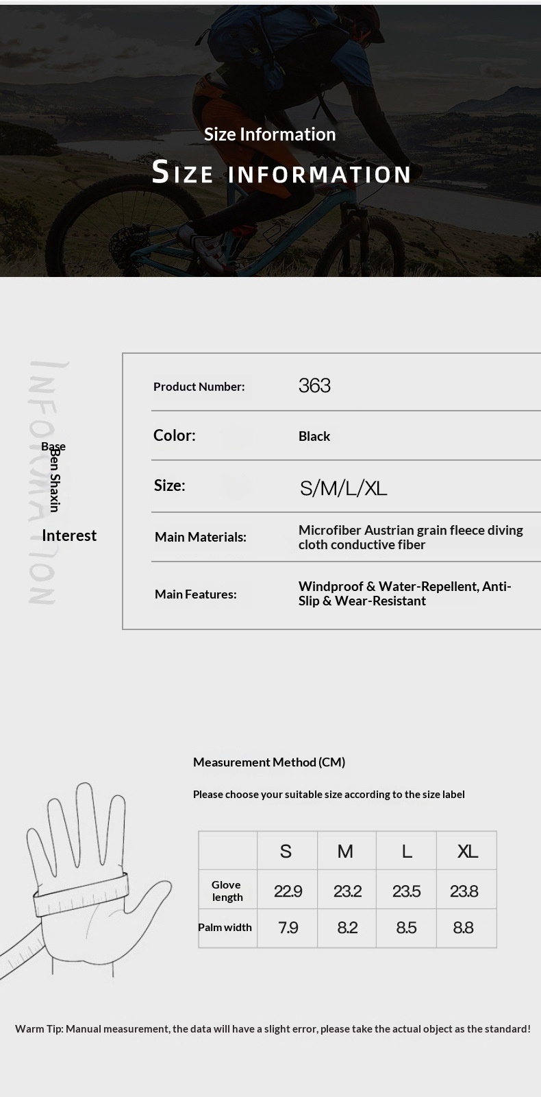 Herren Q363 Winterhandschuhe für Outdoor-Sportarten, dünn mit Fleece gefüttert, für Radfahren, Touchscreen, kältebeständig, wasserabweisend, kältebeständig, wasserabweisend_voghion.com
