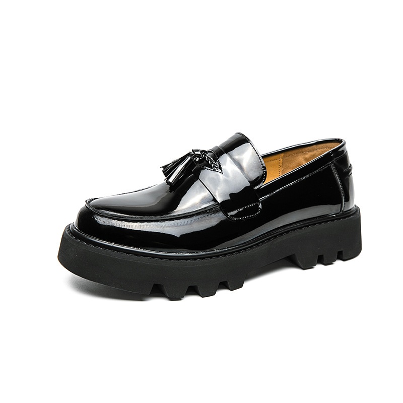 Voyage Men's Loafers New British Style Business Formal Shiny Slip-On Chunky Sole Height Increasing Casual Leather Shoes_voghion.com