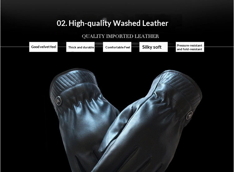 boy Boy Boy Wholesale Men's Gloves Winter Outdoor Riding Motorcycle Women's Washable Leather Touchscreen Warm Windproof Fleece In_voghion.com