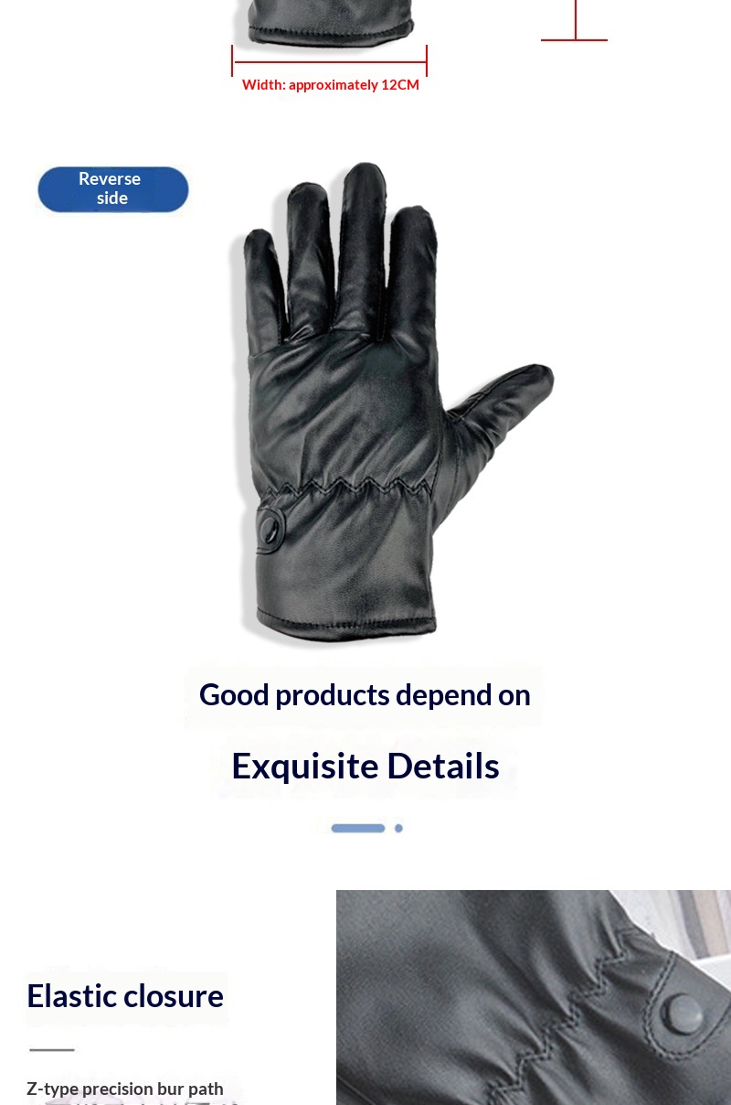 boy Boy Boy PU Leather Wholesale Men Women Winter Warm Gloves Thickened Fleece Trendy Black New Touchscreen_voghion.com