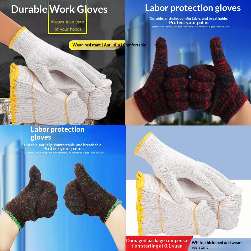 Guanti da lavoro in filato di cotone per uomo, taglia unica, resistenti e spessi, all'ingrosso, invernali_voghion.com