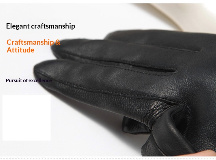 boy Boy Boy Genuine Leather Cowhide Winter Gloves Men Fingerless Driving Riding Fleece Lined Warm_voghion.com