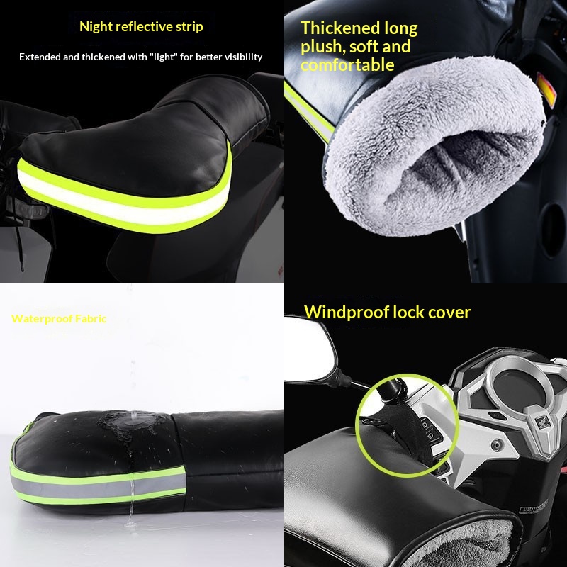 Gants de guidon d'hiver chauds et coupe-vent en coton épais pour motos électriques, pour hommes et femmes._voghion.com