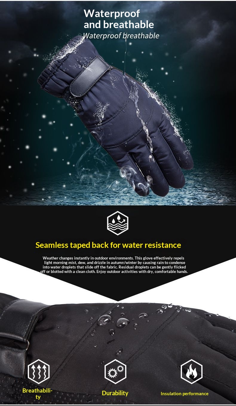 boy Boy Boy Down Cotton Winter Warm Motorcycle Riding Waterproof Cold-proof Fleece-lined Thickened Outdoor Ski Gloves Men_voghion.com