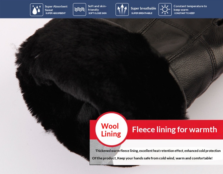 Guanti da moto invernali caldi da uomo, in pelle, spessi, in lana, antivento, in cotone freddo_voghion.com