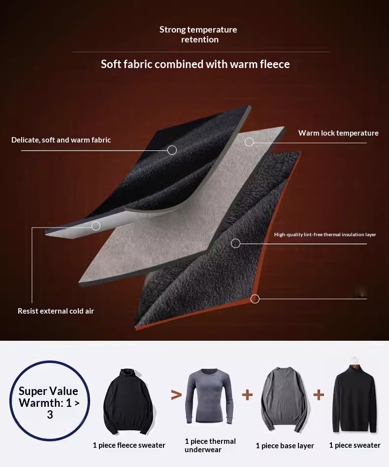 Maglione da uomo con collo alto, nero, convertibile, taglia grande, strato di base per autunno e inverno, vestibilità ampia per_voghion.com