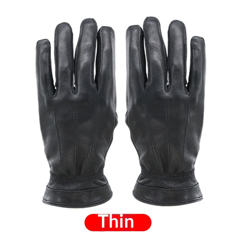 boy Boy Boy Cold Region Winter Men's School Uniform Leather Gloves With Fleece Lining, Warm Sheepskin Gloves, Black Genuine Leather,_voghion.com