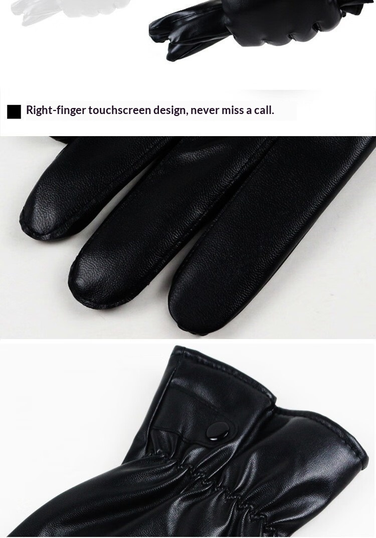 boy Boy Boy Winter Warm Thickened Fleece Touchscreen Windproof PU Leather Electric Bike Riding Couple Gloves For Men And Women_voghion.com