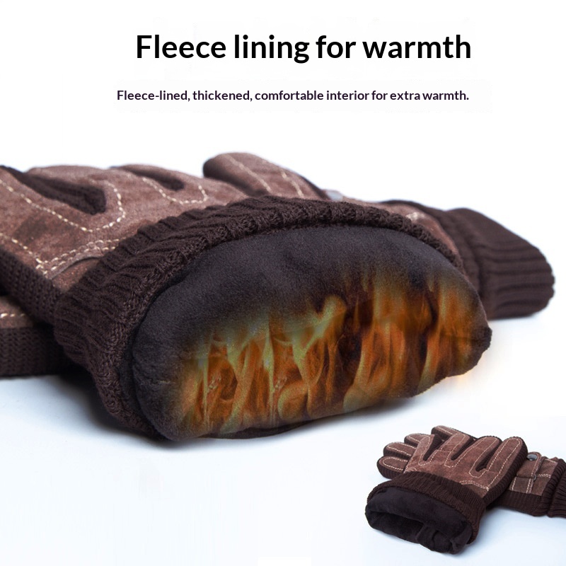 Guanti invernali da sci e equitazione caldi da uomo in vera pelle, foderati in pile, spessi, antifreddo, impermeabili, touchscreen, per esterni_voghion.com