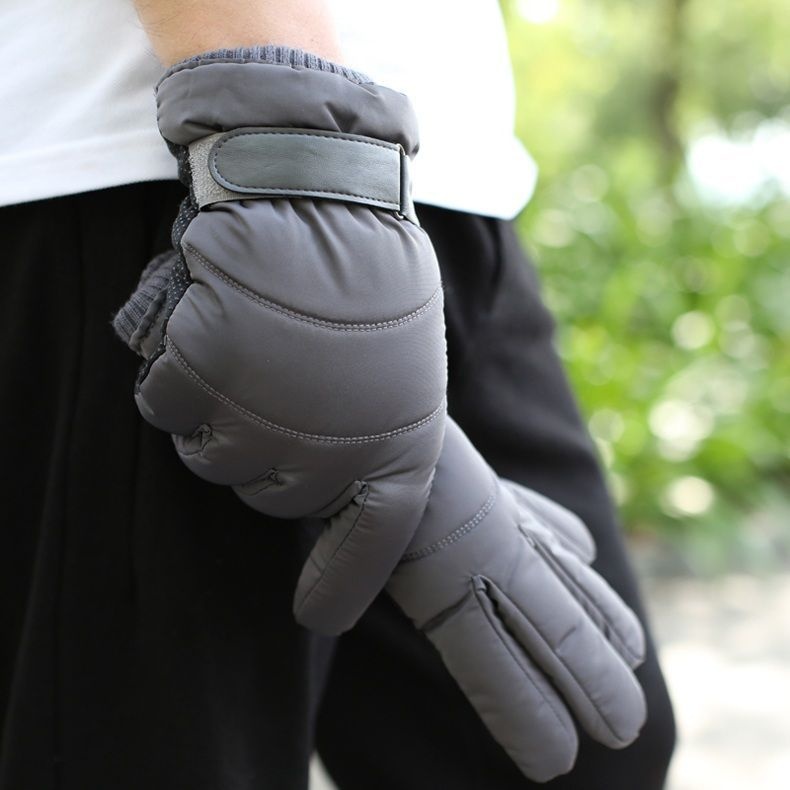 boy Boy Boy Down Cotton Winter Warm Motorcycle Riding Waterproof Cold-proof Fleece-lined Thickened Outdoor Ski Gloves Men_voghion.com