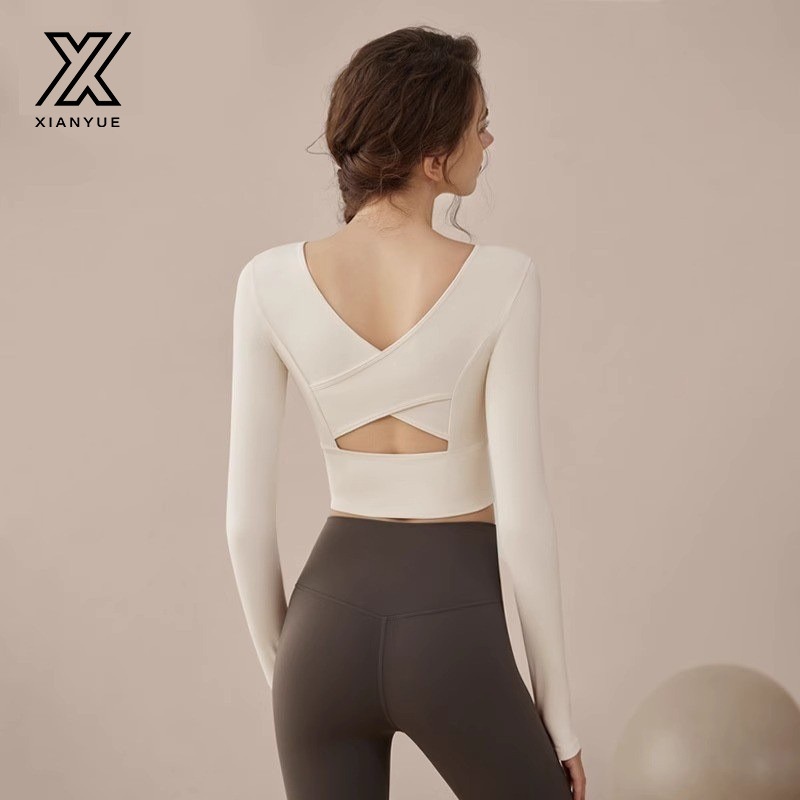 Surge Surge Surge Surge 2025 New Women's Clothing Fitness Sports Yoga Top Professional Pilates Solid Color Long Sleeve Set Wholesale_voghion.com
