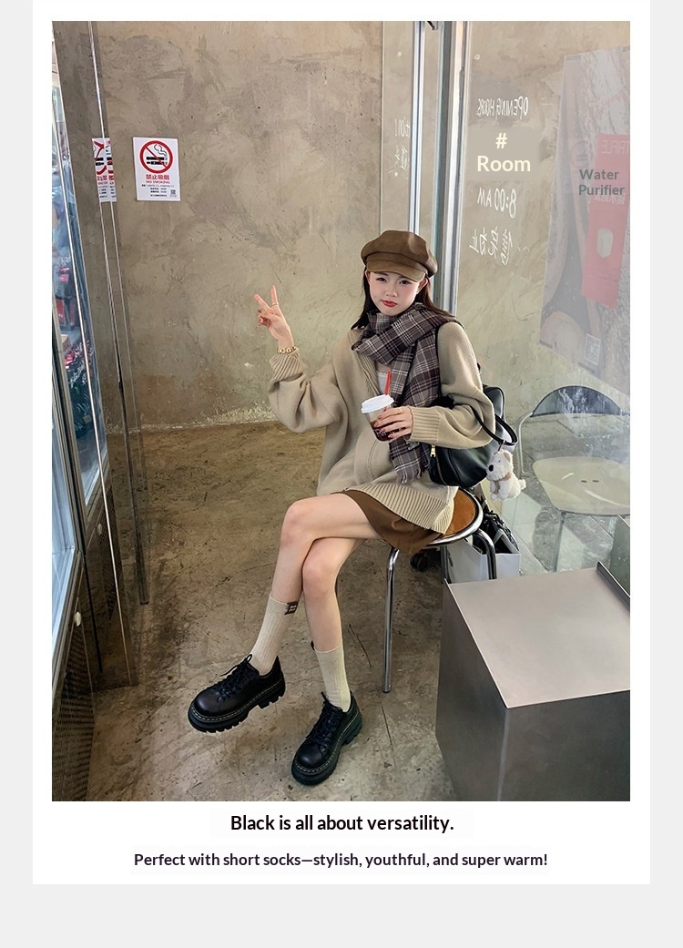 Scarpe da donna in pelle di mucca Voyage, versatili, singole, in stock, classiche britanniche, stile classico, con punta tonda, piccole, con tacco basso, stringate Derby_voghion.com