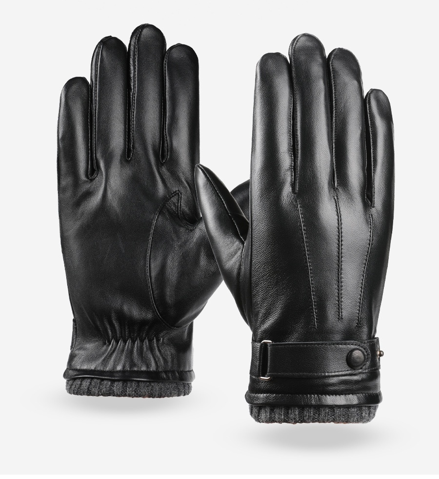 Guanti da uomo caldi in pelle con fodera in pile, spessi, touchscreen, per equitazione all'aperto, antivento, antiscivolo, per guida invernale_voghion.com