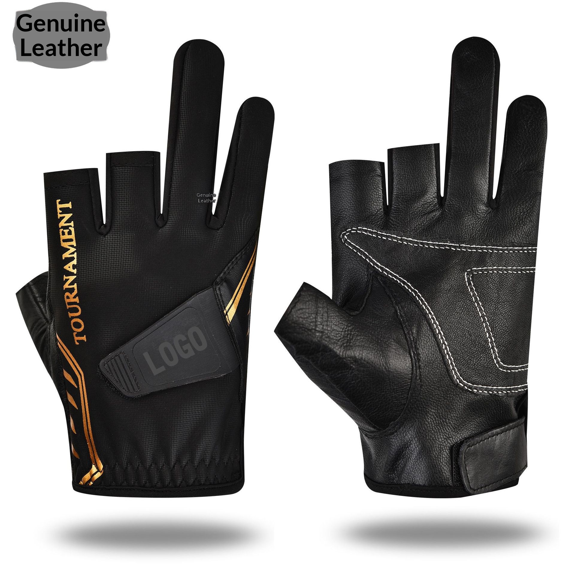 Herrenhandschuhe aus echtem Leder, warm, dreifingrig, wasserdicht, ideal zum Angeln, Fitness und für Outdoor-Aktivitäten._voghion.com