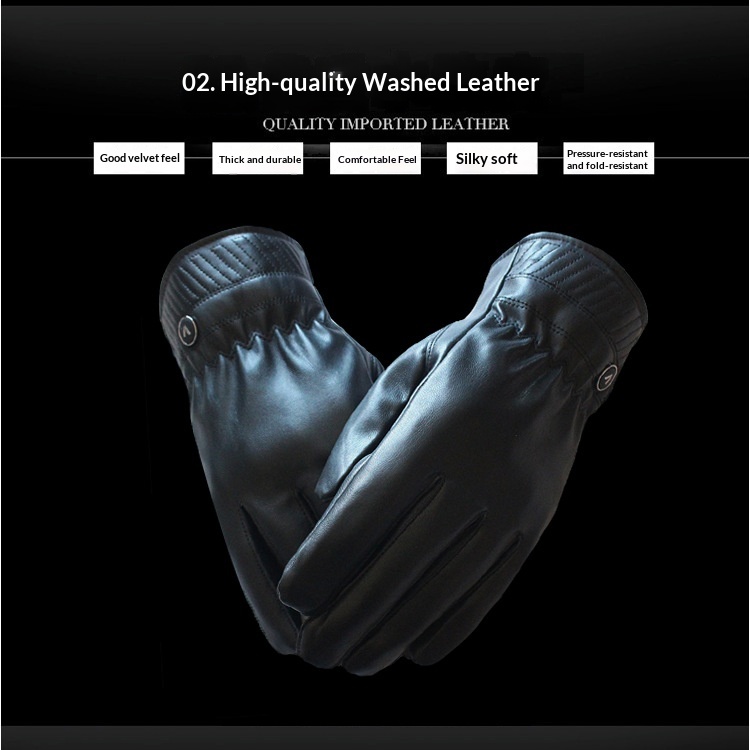 boy Boy Boy Wholesale Men's Gloves Winter Outdoor Riding Motorcycle Women's Washable Leather Touchscreen Warm Windproof Fleece In_voghion.com