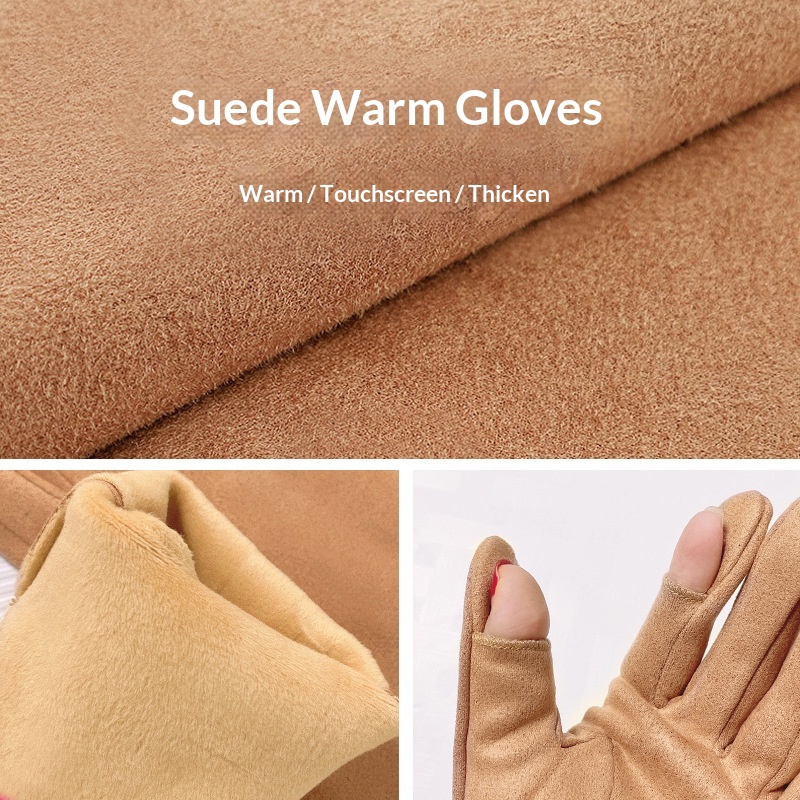boy Boy Boy Warm For Women Cute Suede Windproof Driving Gloves Autumn Winter Fleece Lined Cycling Fingerless Touchscreen Men_voghion.com