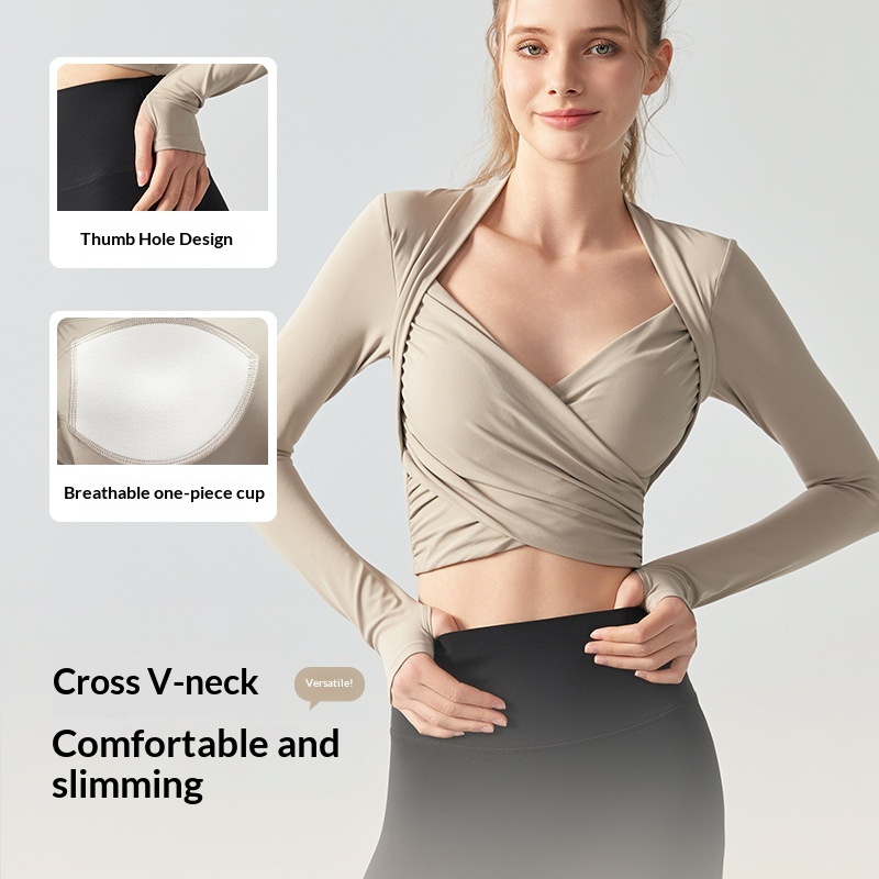 Surge Surge Surge Surge Women's Yoga Autumn Winter Fixed Cup Sports Top High Appearance New Long Sleeve Pilates Training Fitness Clothing_voghion.com