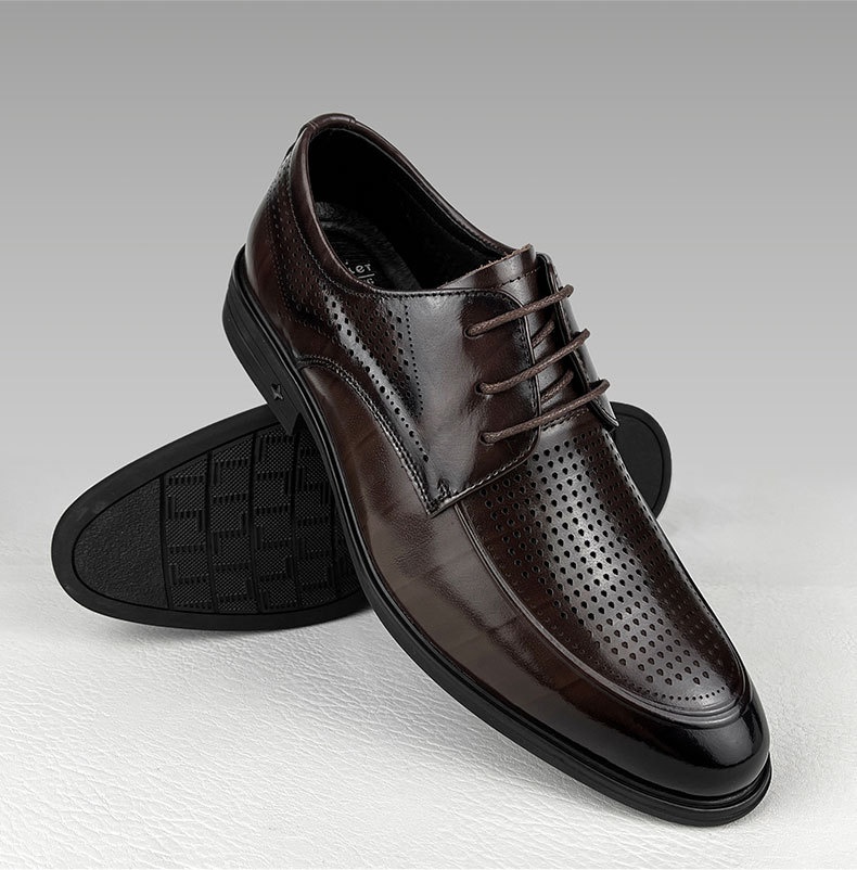 Scarpe derby da uomo Voyage Formal, estive, traspiranti, in rete, da ufficio, in vera pelle, primo strato, in pelle bovina_voghion.com