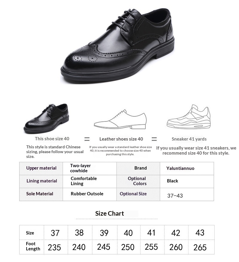 Voyage Men's Brogue Pointed Toe Carved Lace-up Business Formal Genuine Leather British Korean Style Hairstylist Wedding Shoes_vogvips.com