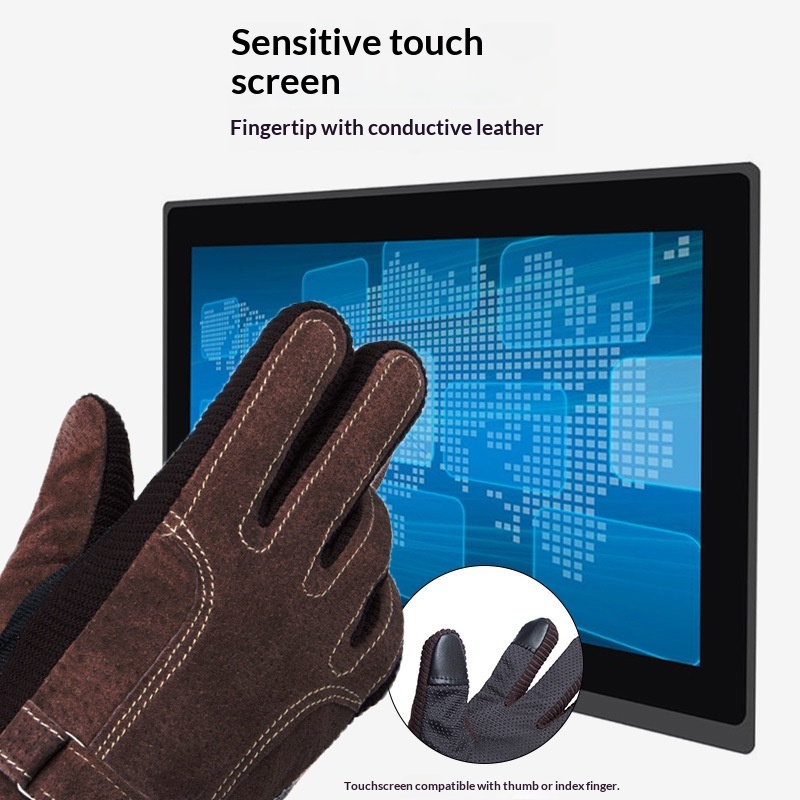 Guanti invernali da sci e equitazione caldi da uomo in vera pelle, foderati in pile, spessi, antifreddo, impermeabili, touchscreen, per esterni_voghion.com