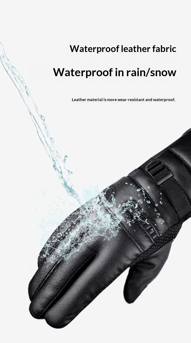 boy Boy Boy Cold-resistant To -40°Men's Winter Warm Waterproof Cold-Proof Thickened Motorcycle Riding PU Cotton Gloves_voghion.com