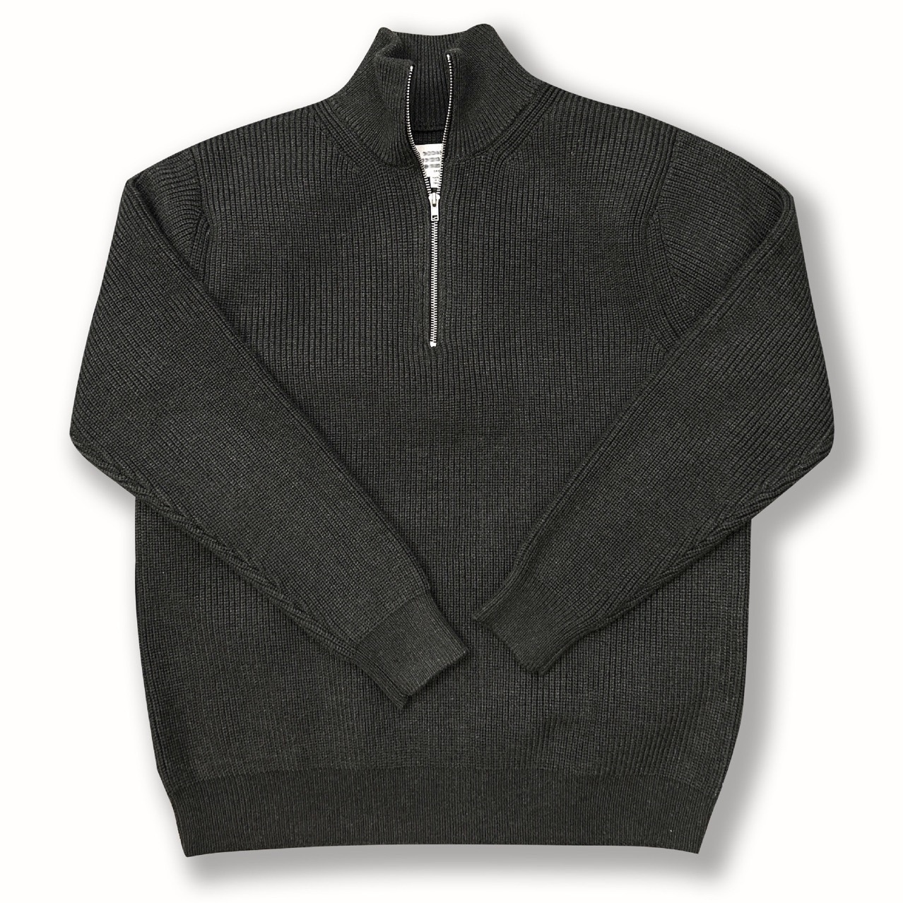 boy Boy Boy Square Neck Half-Zip Turtleneck Sweater Wool Blend Loose Lazy Style Knit Top Unisex_voghion.com
