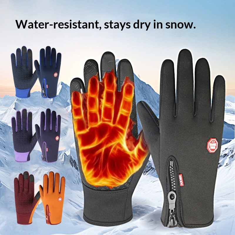 boy Boy Boy With Zipper Design Outdoor Cycling Gloves For Men Winter Women Riding Touchscreen Motorcycle Waterproof Warm_voghion.com