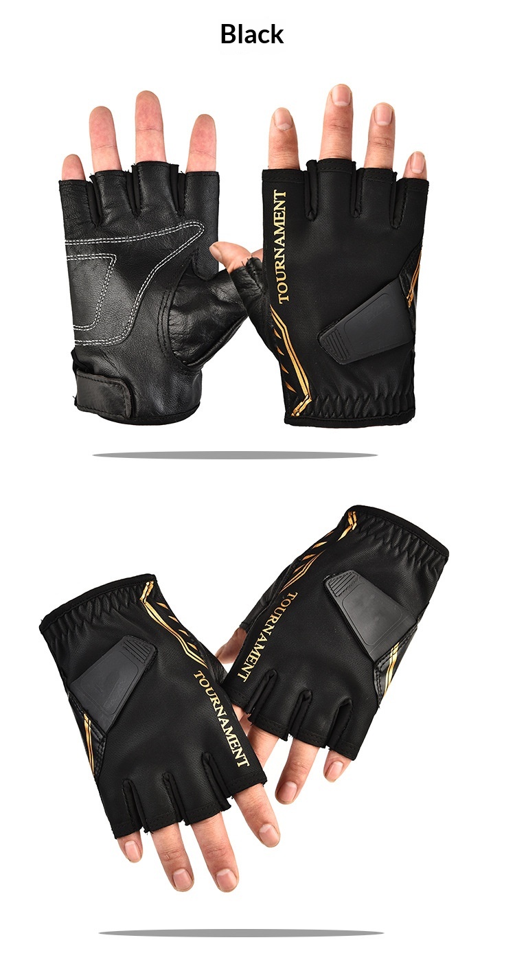 Herrenhandschuhe aus echtem Leder, warm, dreifingrig, wasserdicht, ideal zum Angeln, Fitness und für Outdoor-Aktivitäten._voghion.com