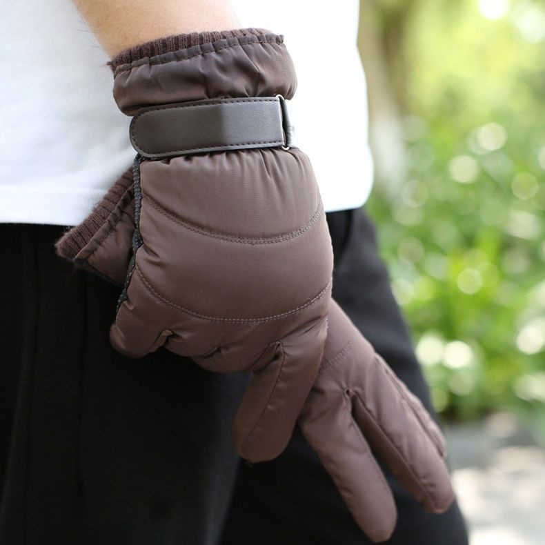 boy Boy Boy Down Cotton Winter Warm Motorcycle Riding Waterproof Cold-proof Fleece-lined Thickened Outdoor Ski Gloves Men_voghion.com