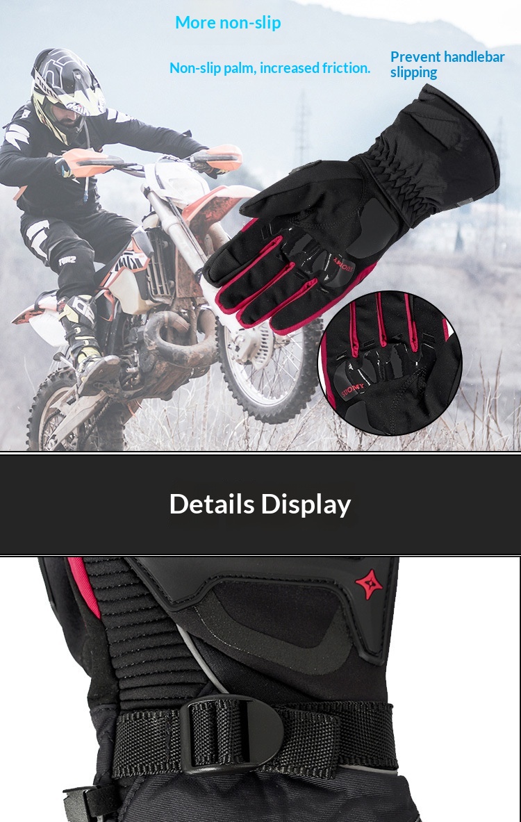 Boy Boy Supply Motorradhandschuhe, wasserdicht, warm, für den Winter, Motorradfahrer, sturzsicher, Offroad, dick, lang, für Herren_voghion.com