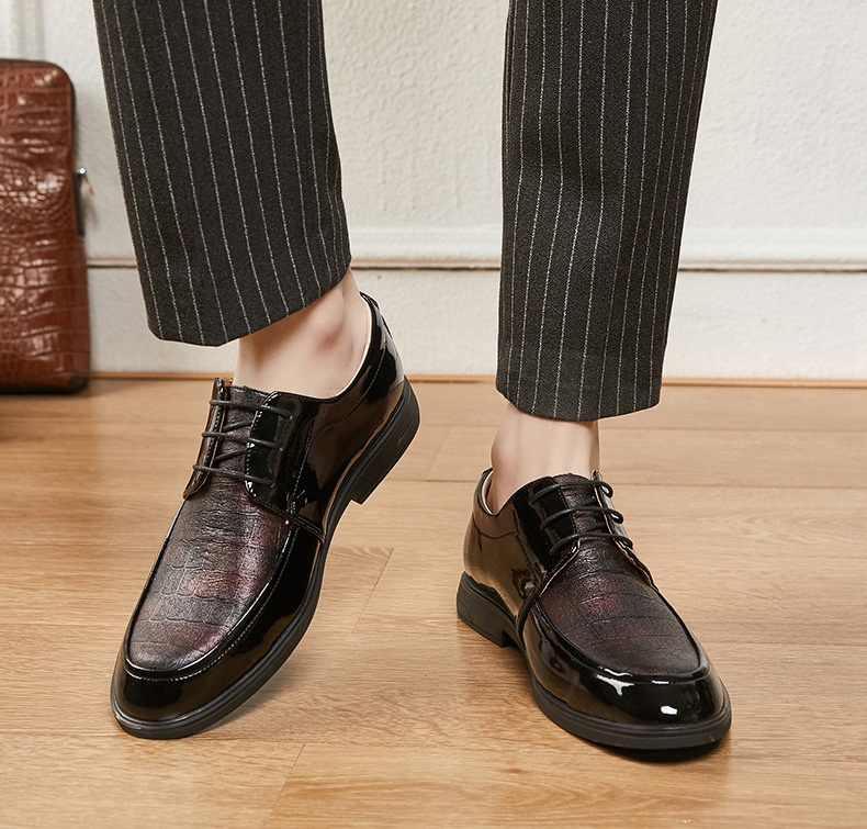 Voyage Printemps Été Nouvelles Affaires Formelles Décontractées Semelle souple Derby britannique à lacets Chaussures de mariage pour hommes en cuir_voghion.com