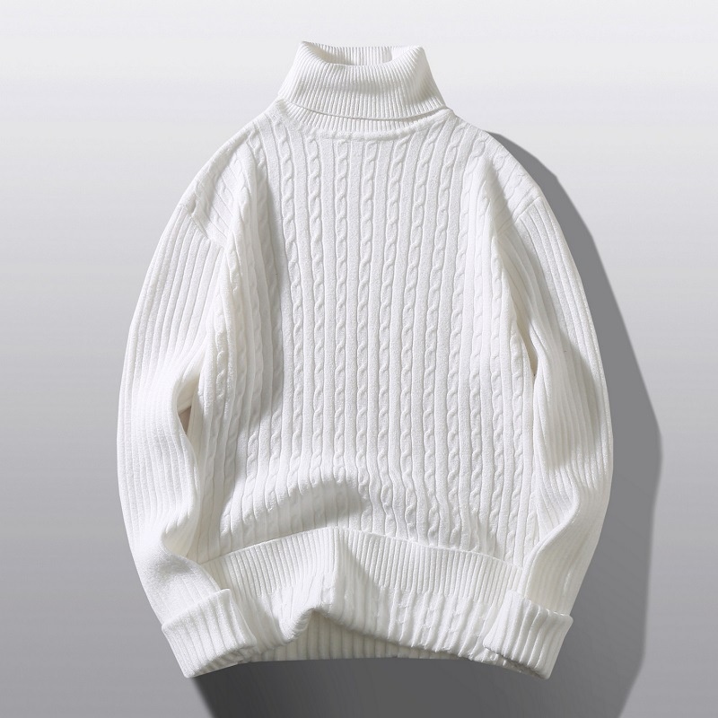 boy Boy Boy Boy Autumn Winter Main Promotion High Volume Men's Turtleneck Pullover Button Flower Casual Knitted Sweater Base Layer In_voghion.com