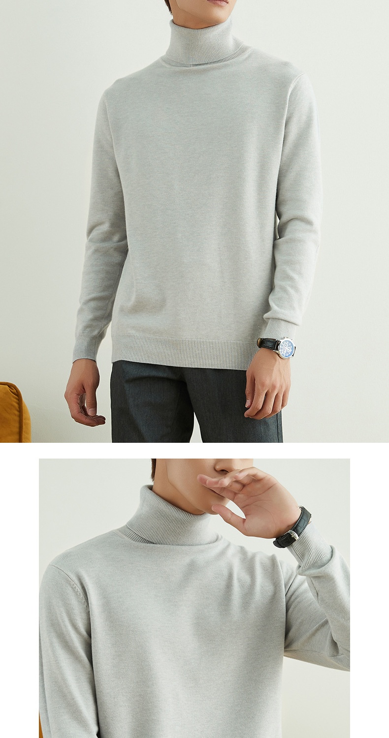 ragazzo Ragazzo Ragazzo Ragazzo 2025 Autunno Inverno Nuovo Uomo Dolcevita Spesso Casual Tinta Unita Maglia Base Maglione Largo Maglione_voghion.com